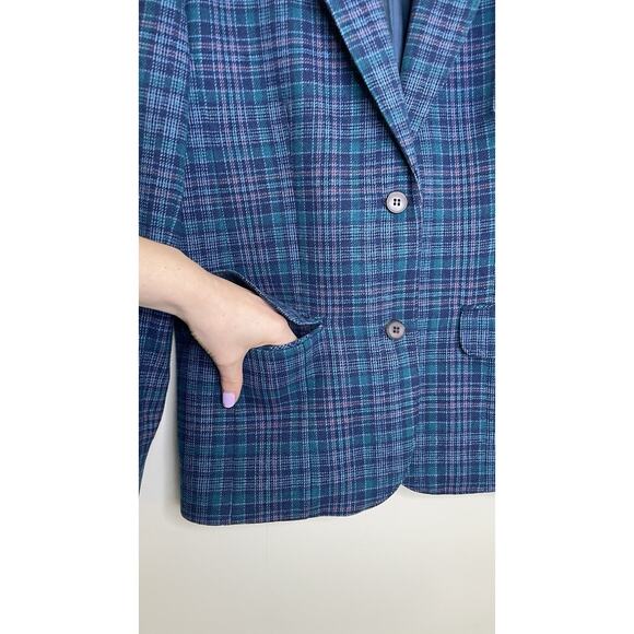 Vintage Pendleton Tartan Plaid 100% Pure Virgin Wool Blazer Jacket Womens M USA - Picture 6 of 10